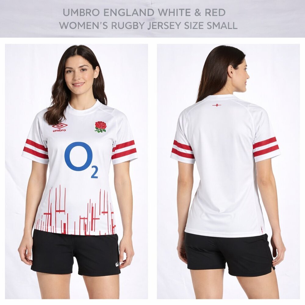 Umbro England White & Red Women’s Rugby Jersey – Size Small (NWT - Picture 1 of 8